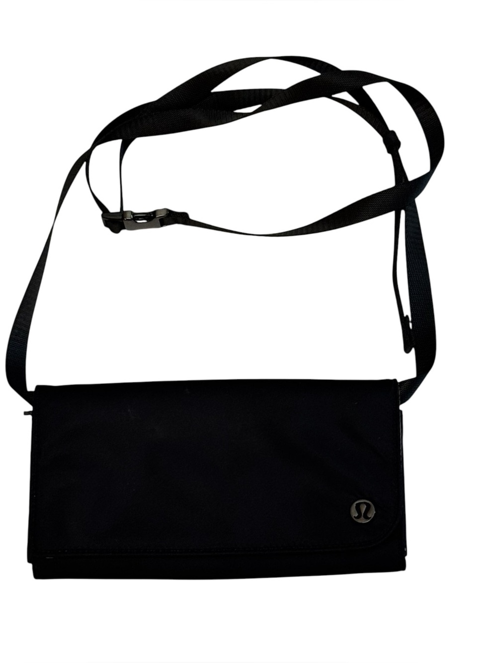Lululemon Black Wallet Clutch Adjustable Crossbody Bag Purse Nylon Snap